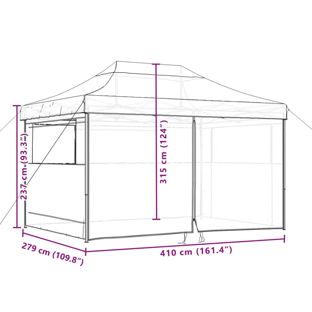 Tendone per Feste Pieghevole Pop-Up con 4 Pareti Arancione | homemem39