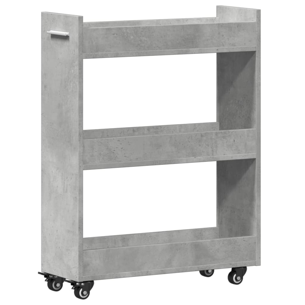 Mobile con Ruote Grigio Cemento 60x22x79cm in Legno Multistrato | homemem39