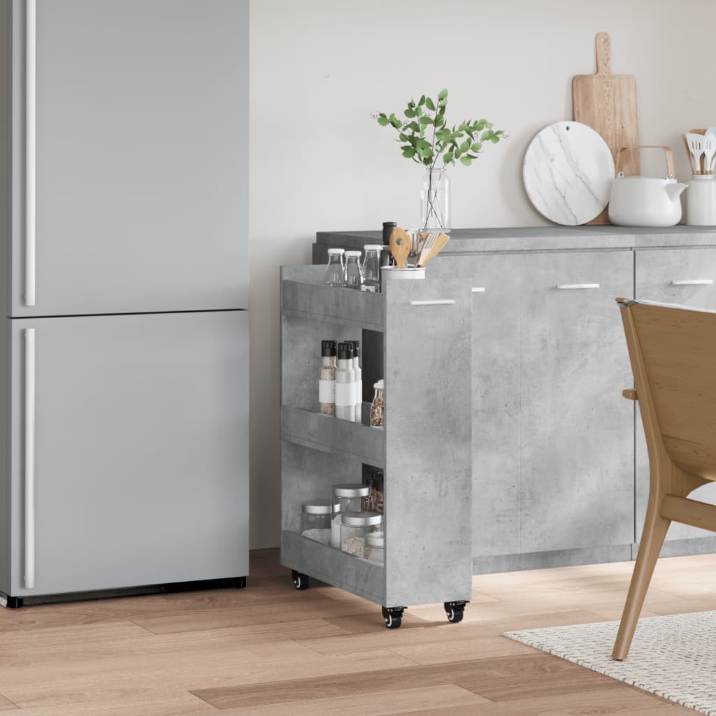 Mobile con Ruote Grigio Cemento 60x22x79cm in Legno Multistrato | homemem39