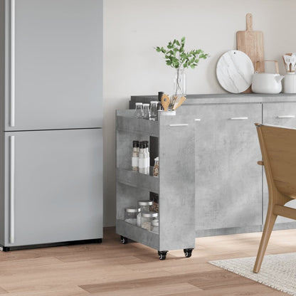 Mobile con Ruote Grigio Cemento 60x22x79cm in Legno Multistrato | homemem39