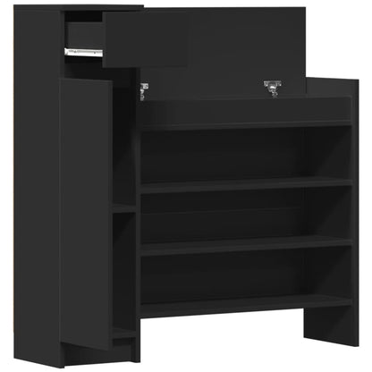 Scarpiera Nera 100,5x28x100 cm in Legno Multistrato - homemem39