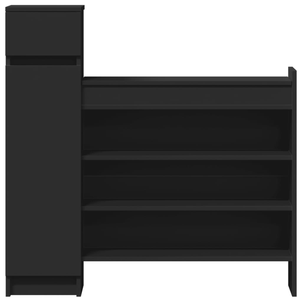 Scarpiera Nera 100,5x28x100 cm in Legno Multistrato - homemem39