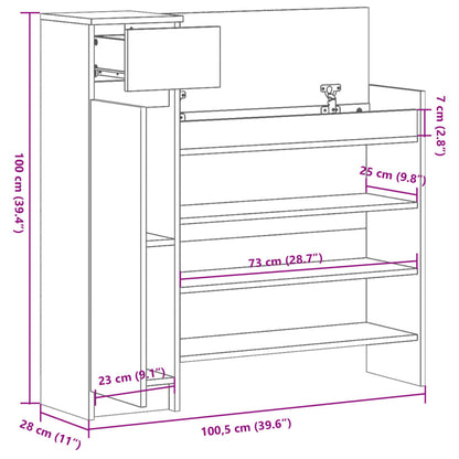 Scarpiera Nera 100,5x28x100 cm in Legno Multistrato - homemem39