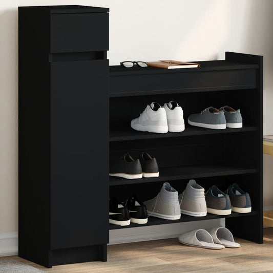 Scarpiera Nera 100,5x28x100 cm in Legno Multistrato - homemem39