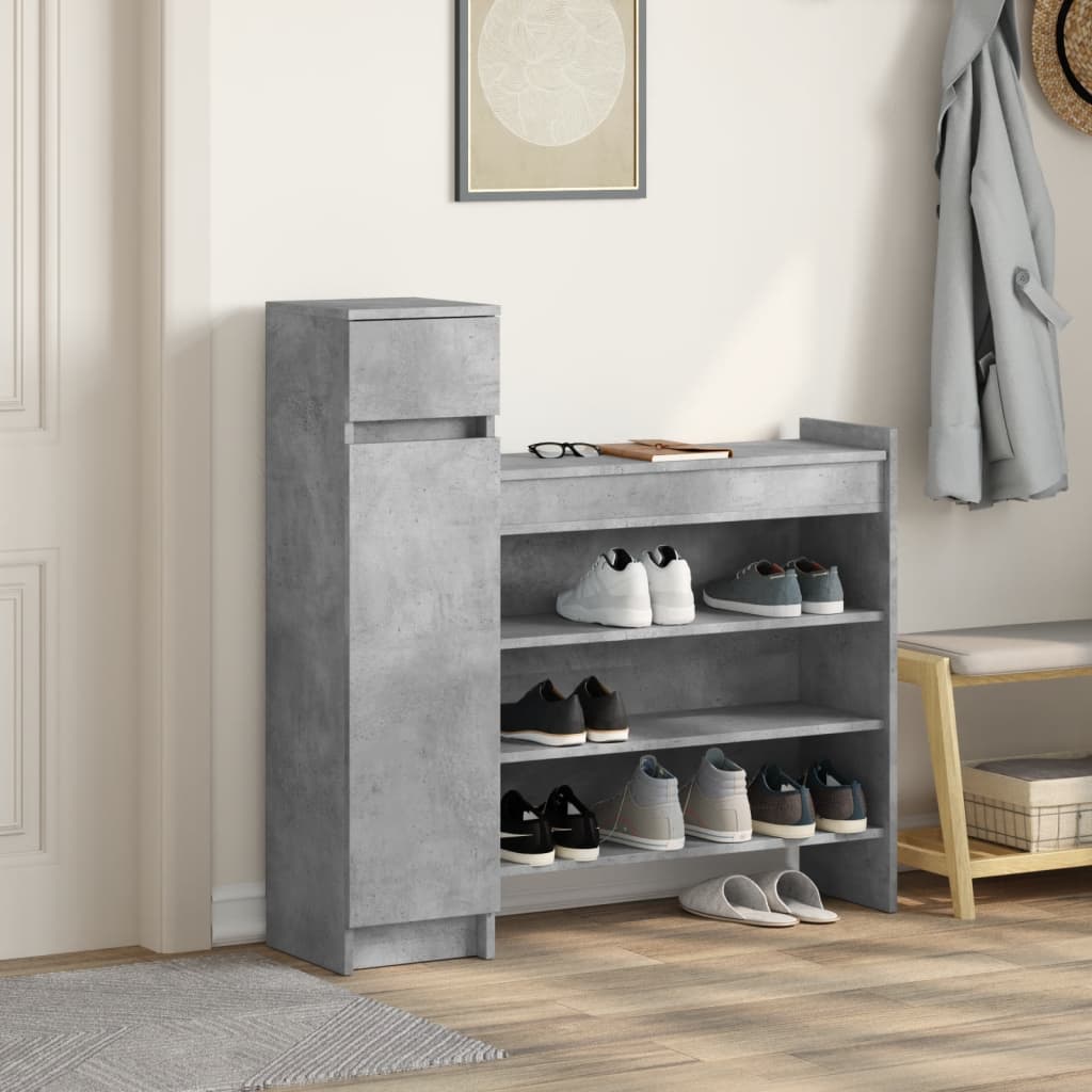 Scarpiera Grigio Cemento 100,5x28x100 cm in Legno Multistrato - homemem39