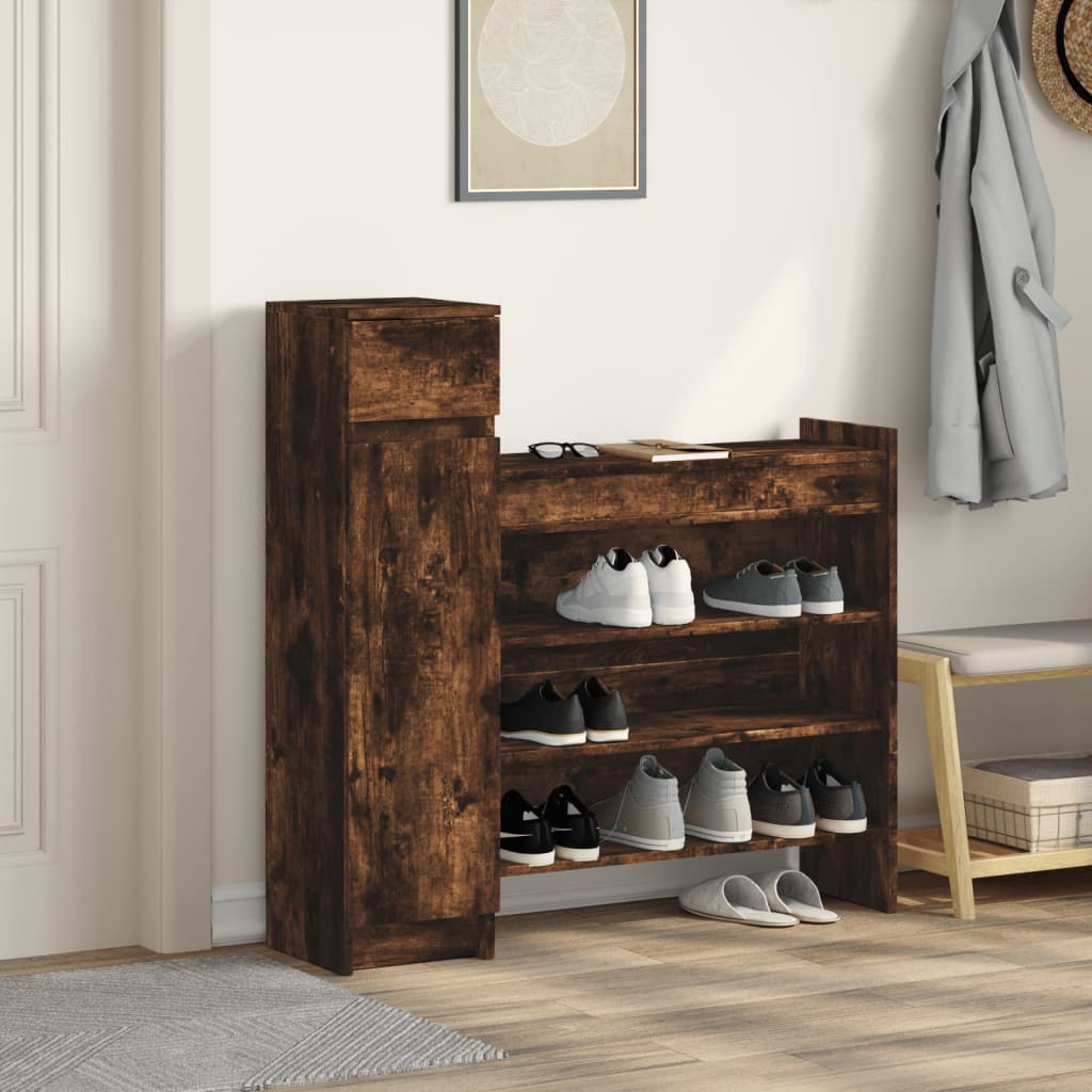 Scarpiera Rovere Fumo 100,5x28x100 cm in Legno Multistrato - homemem39
