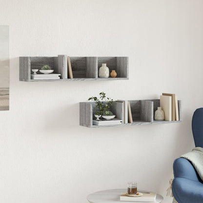 Mobili Parete 2 pz Grigio Sonoma 75x18x16,5 cm in Multistrato | homemem39