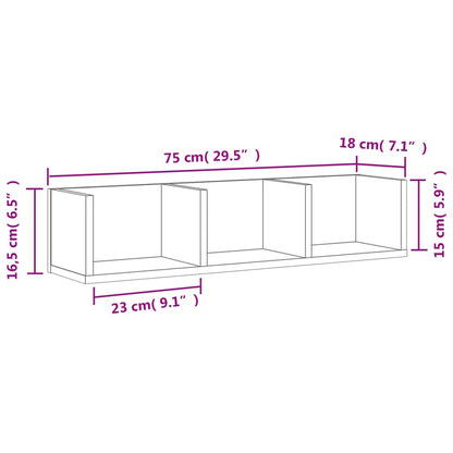 Mobili Parete 2 pz Grigio Sonoma 75x18x16,5 cm in Multistrato | homemem39