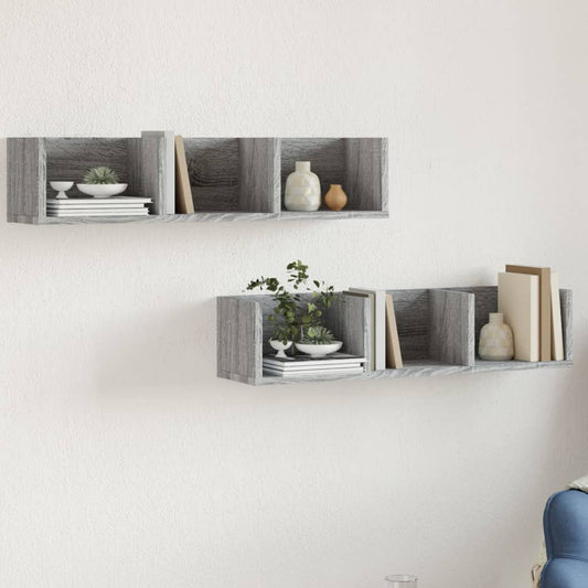 Mobili Parete 2 pz Grigio Sonoma 75x18x16,5 cm in Multistrato | homemem39