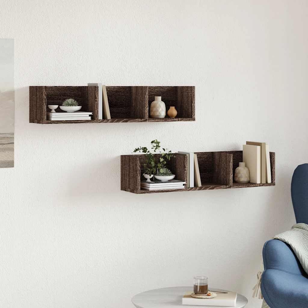 Mobili Parete 2pz Rovere Marrone 75x18x16,5cm Legno Multistrato | homemem39