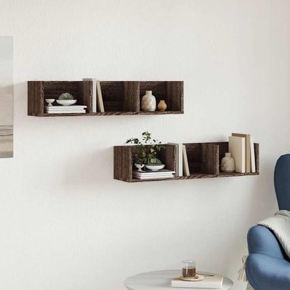Mobili Parete 2pz Rovere Marrone 75x18x16,5cm Legno Multistrato | homemem39