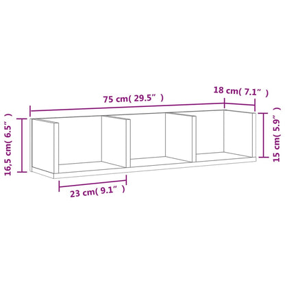Mobili Parete 2pz Rovere Marrone 75x18x16,5cm Legno Multistrato | homemem39