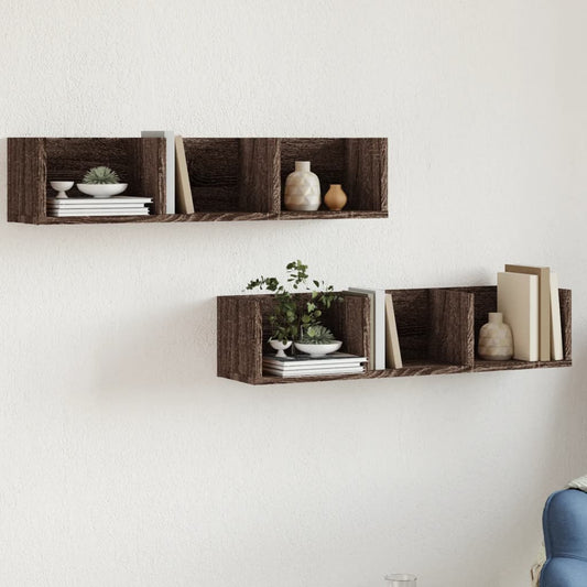 Mobili Parete 2pz Rovere Marrone 75x18x16,5cm Legno Multistrato | homemem39