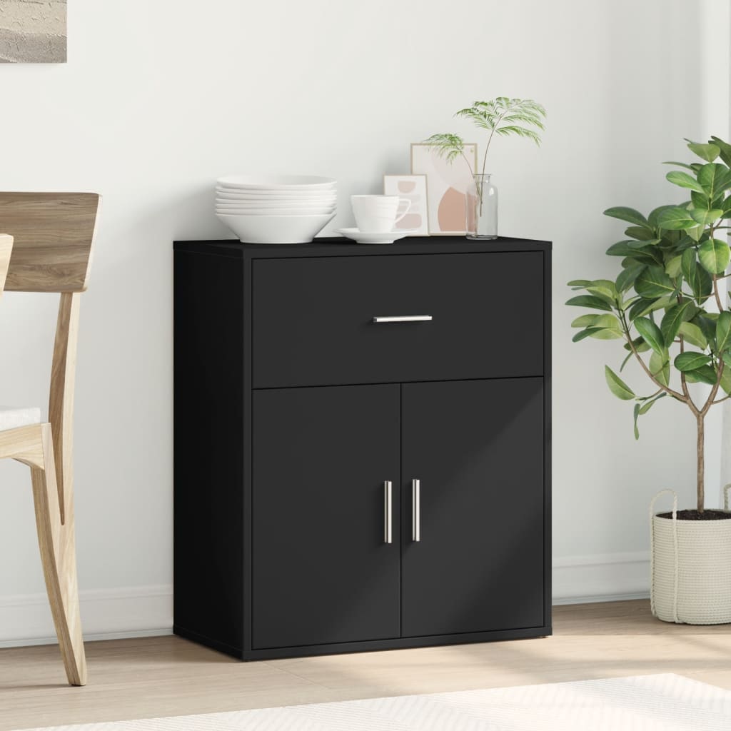 Credenza Nero 60x31x70 cm in Legno Multistrato - homemem39