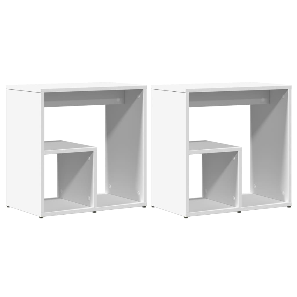 Tavolini Bianchi 2 pz 50x30x50 cm in Legno Multistrato | homemem39