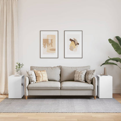 Tavolini Bianchi 2 pz 50x30x50 cm in Legno Multistrato - homemem39