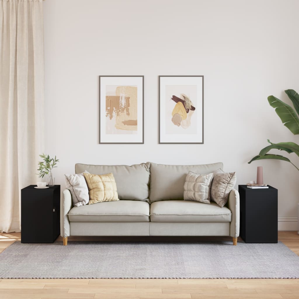 Tavolini Neri 2 pz 50x30x50 cm in Legno Multistrato - homemem39