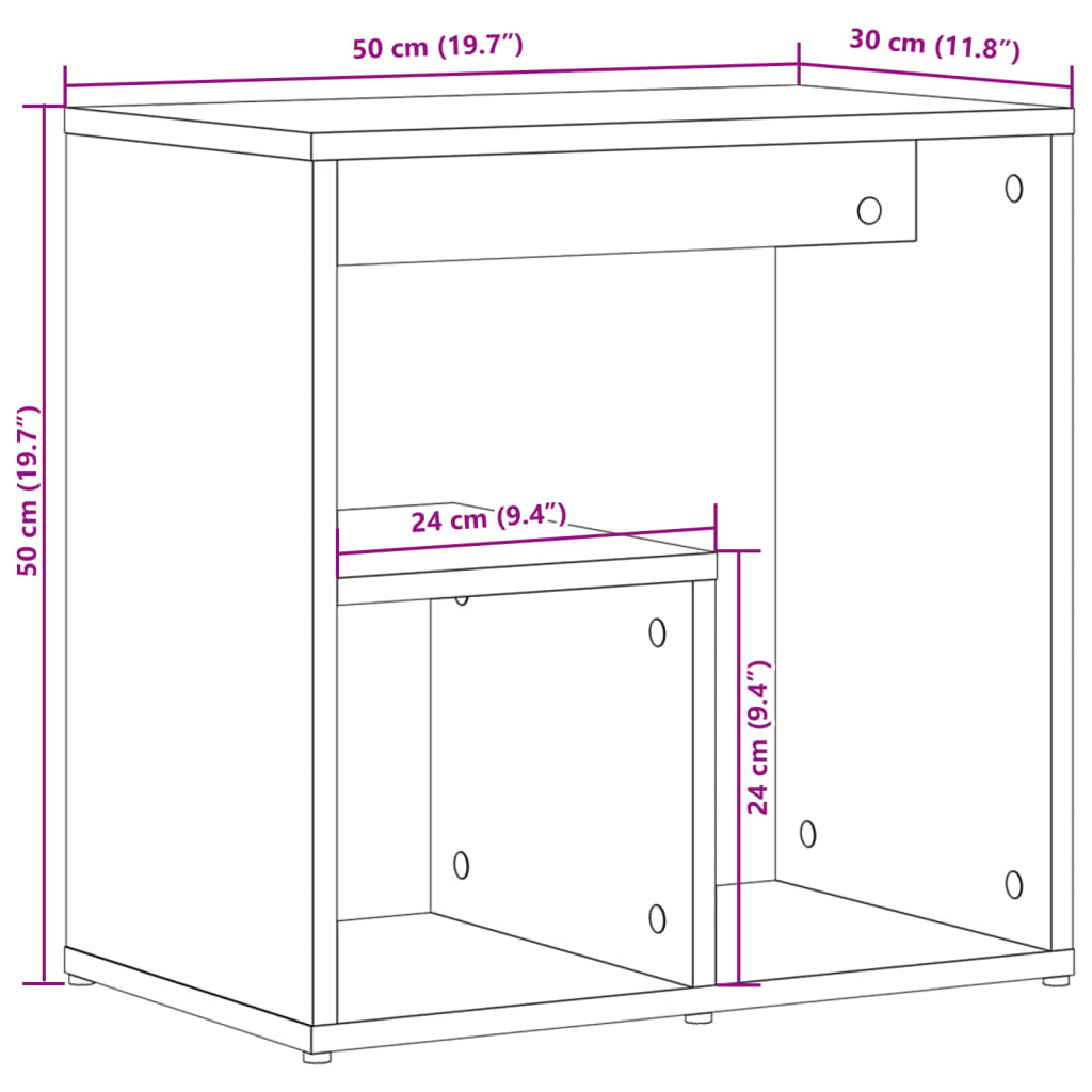 Tavolini Neri 2 pz 50x30x50 cm in Legno Multistrato | homemem39
