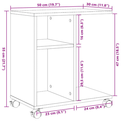 Tavolino con Ruote Bianco 50x30x55 cm in Legno Multistrato