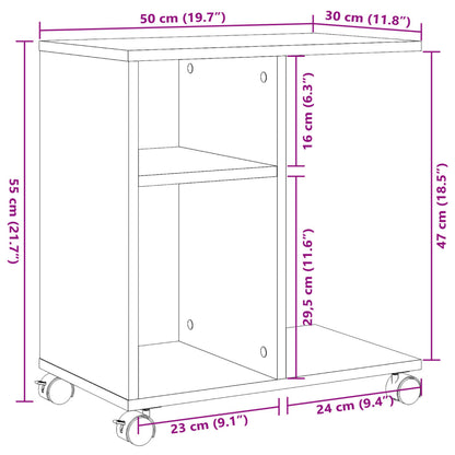 Tavolino con Ruote Grigio Cemento 50x30x55 cm Legno Multistrato - homemem39