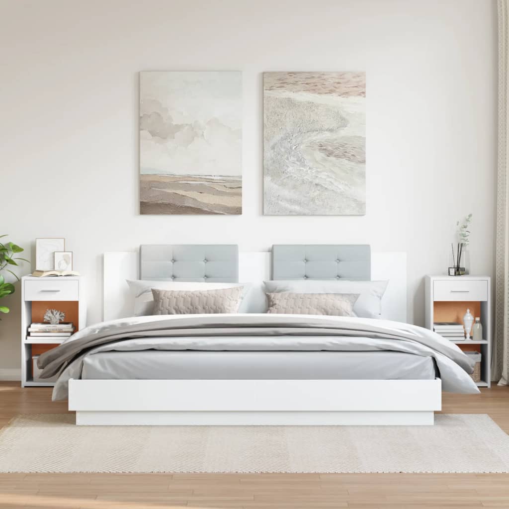 Comodini 2pz Bianchi 35x34x65 cm in Legno Multistrato - homemem39