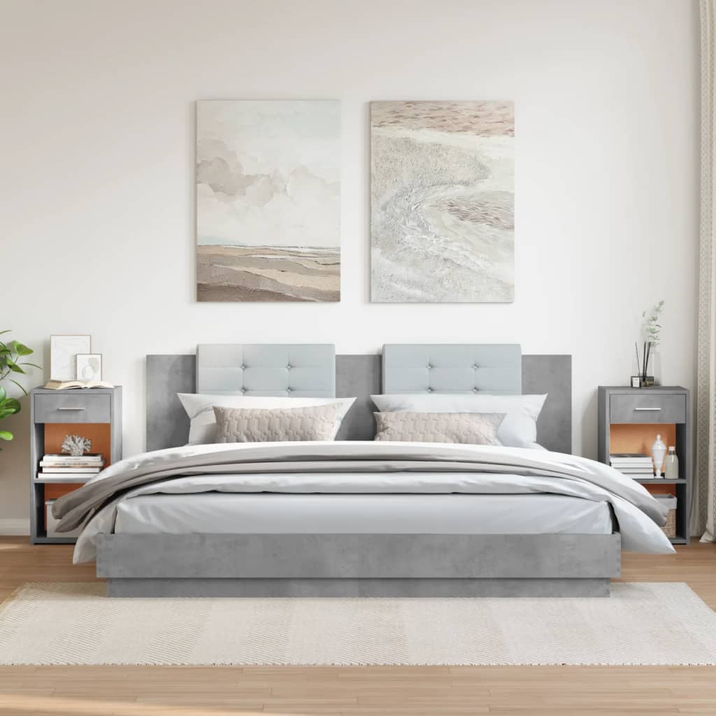 Comodini 2 pz Grigio Cemento 35x34x65 cm in Legno Multistrato - homemem39