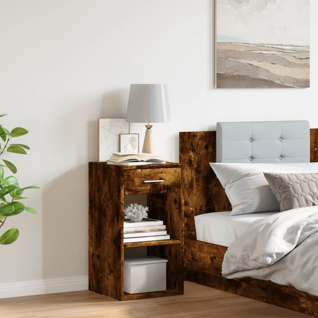 Comodino Rovere Fumo 35x34x65 cm in Legno Multistrato - homemem39
