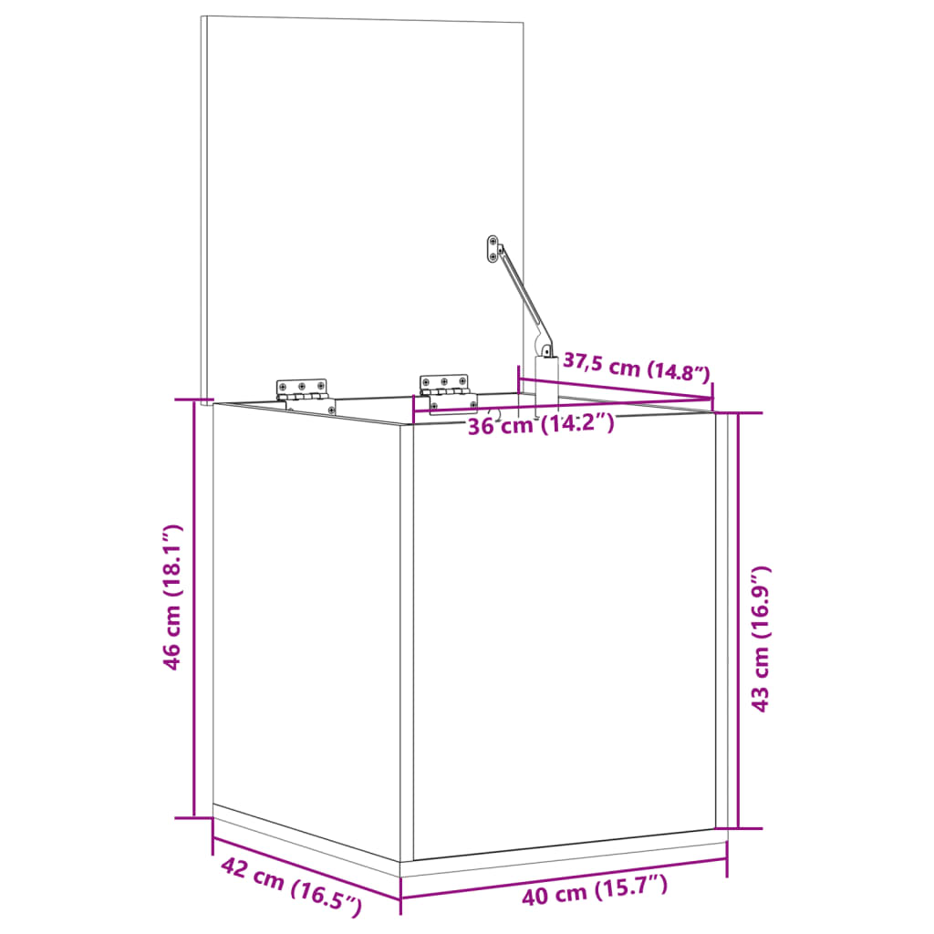 Contenitore Grigio Cemento 40x42x46 cm in Legno Multistrato - homemem39