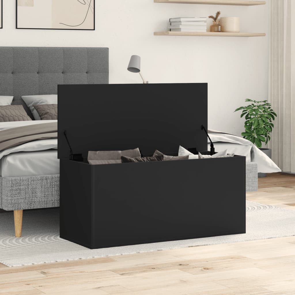 Contenitore Portaoggetti Nero 100x42x46 cm Legno Multistrato - homemem39