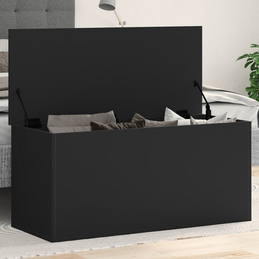 Contenitore Portaoggetti Nero 100x42x46 cm Legno Multistrato - homemem39