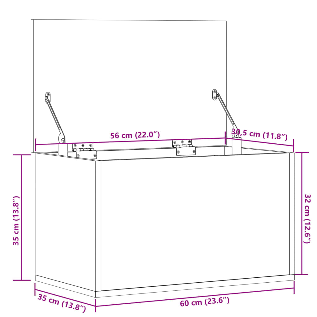 Contenitore Portaoggetti Grigio Cemento 60x35x35cm Truciolato - homemem39