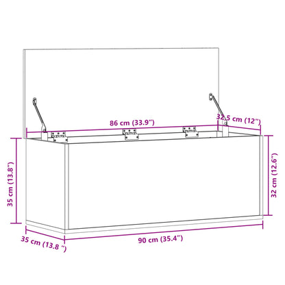 Contenitore Portaoggetti Nero 90x35x35 cm in Truciolato - homemem39