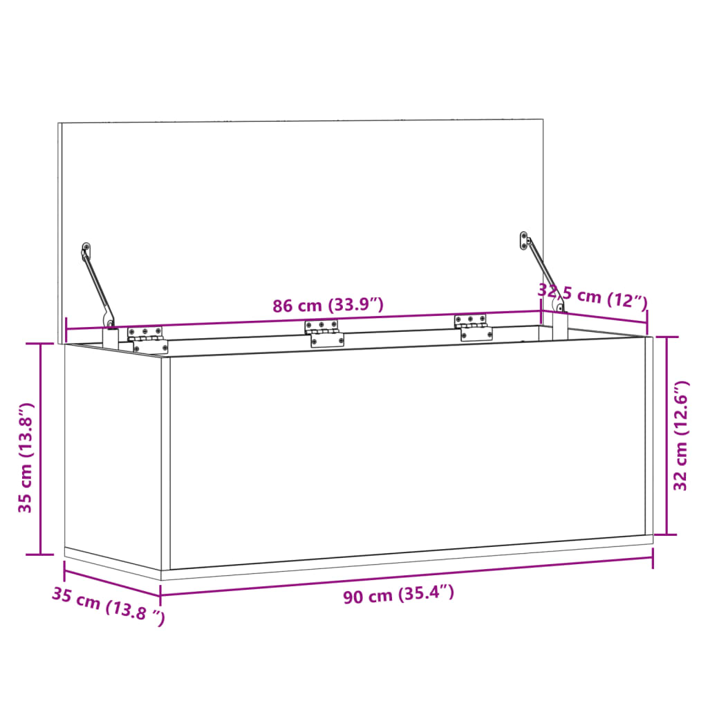 Contenitore Portaoggetti Rovere Marrone 90x35x35 cm Truciolato - homemem39