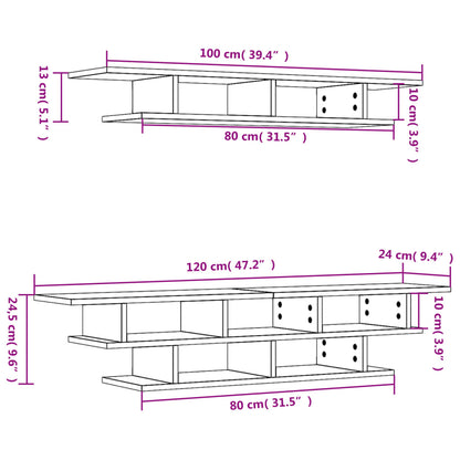 Mobili TV a Muro Rovere Marrone in Legno Multistrato