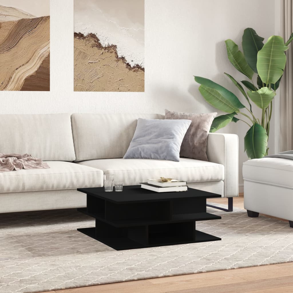 Tavolino da Salotto Nero 70x70x29 cm in Legno Multistrato | homemem39