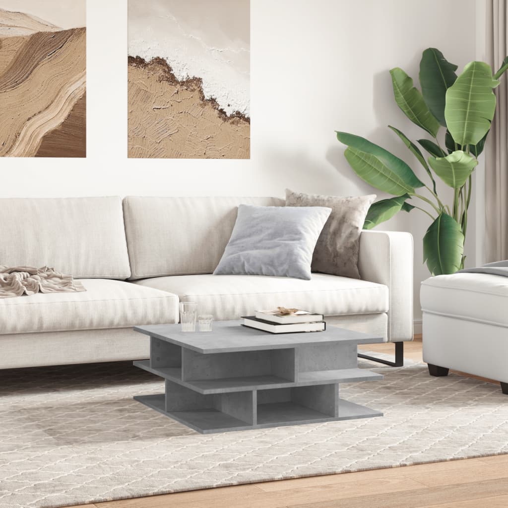 Tavolino da Salotto Grigio Cemento 70x70x29cm Legno Multistrato | homemem39
