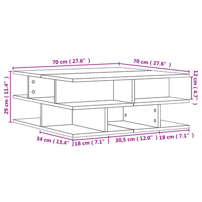 Tavolino da Salotto Grigio Cemento 70x70x29cm Legno Multistrato | homemem39