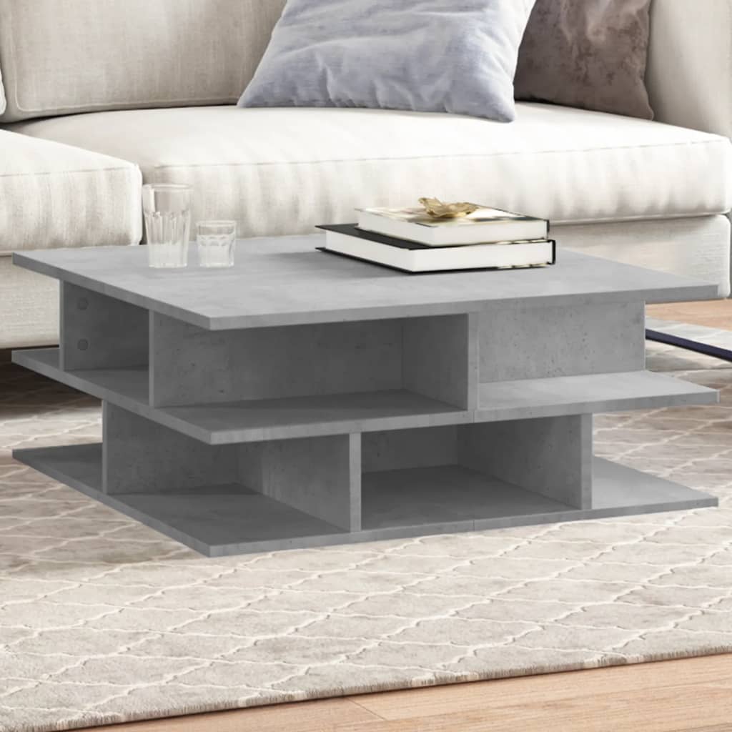Tavolino da Salotto Grigio Cemento 70x70x29cm Legno Multistrato | homemem39