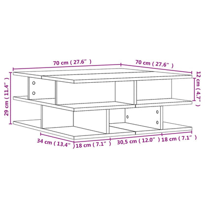Tavolino da Salotto Rovere Fumo 70x70x29 cm Legno Multistrato | homemem39