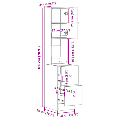 Mobile da Cucina Rovere Fumo 35x50x180 cm Legno Multistrato - homemem39