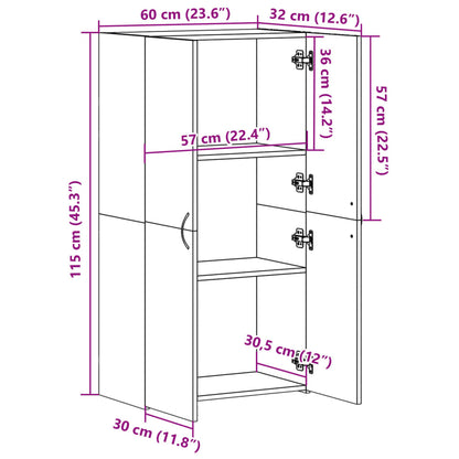 Schedario Bianco 60x32x115 cm in Legno Multistrato