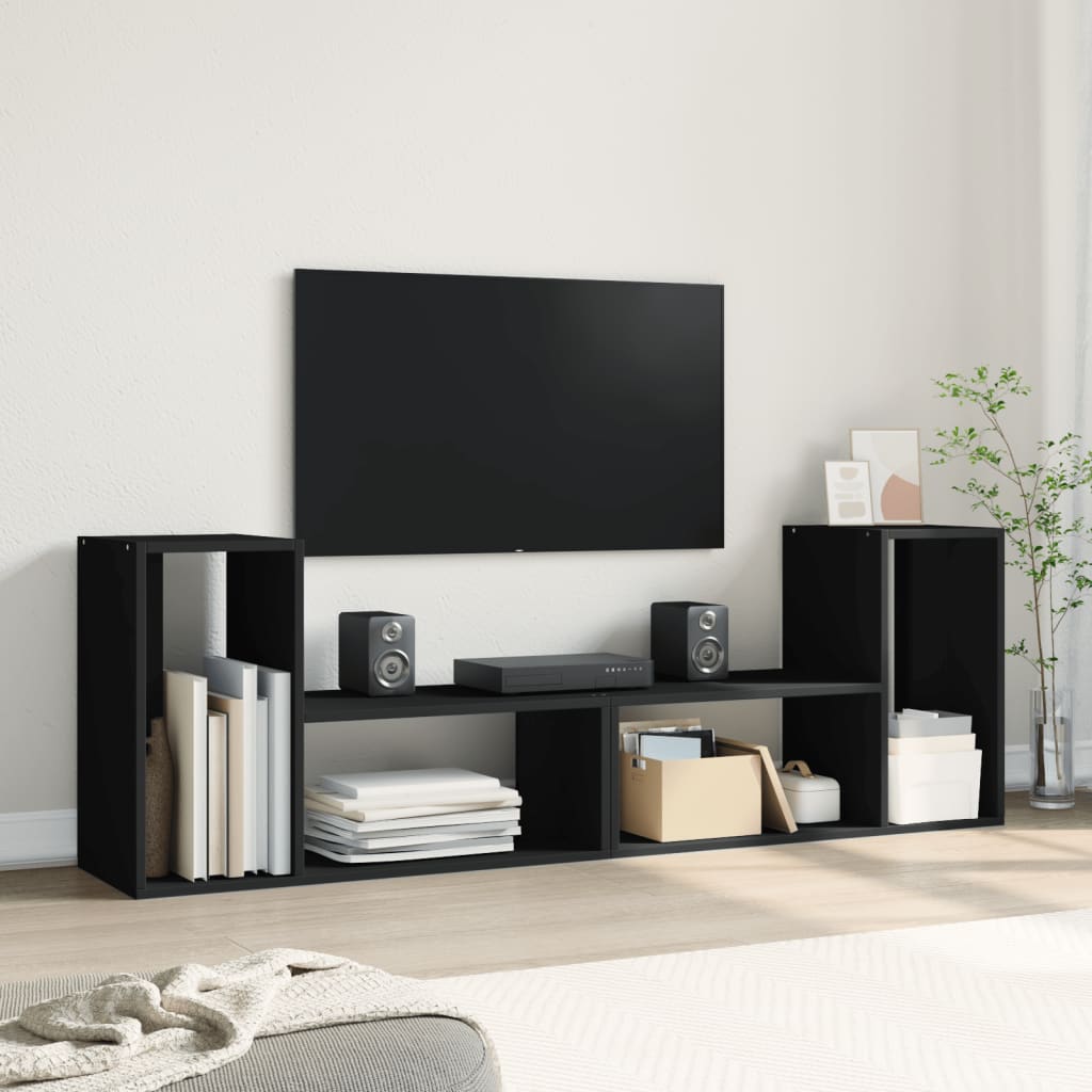 Mobili Porta TV 2 pz Neri 75x30x50 cm in Legno Multistrato - homemem39