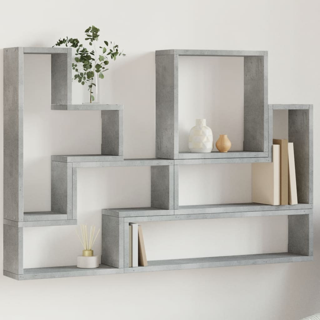 Scaffale a Parete Grigio Cemento 90x12x64 cm Legno Multistrato | homemem39