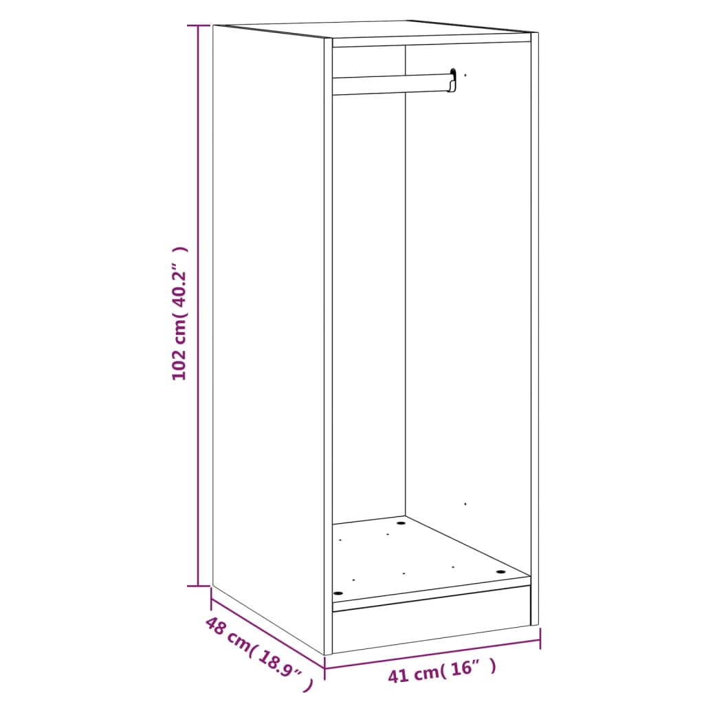 Armadio Grigio Cemento 48x41x102 cm in Legno Multistrato | homemem39