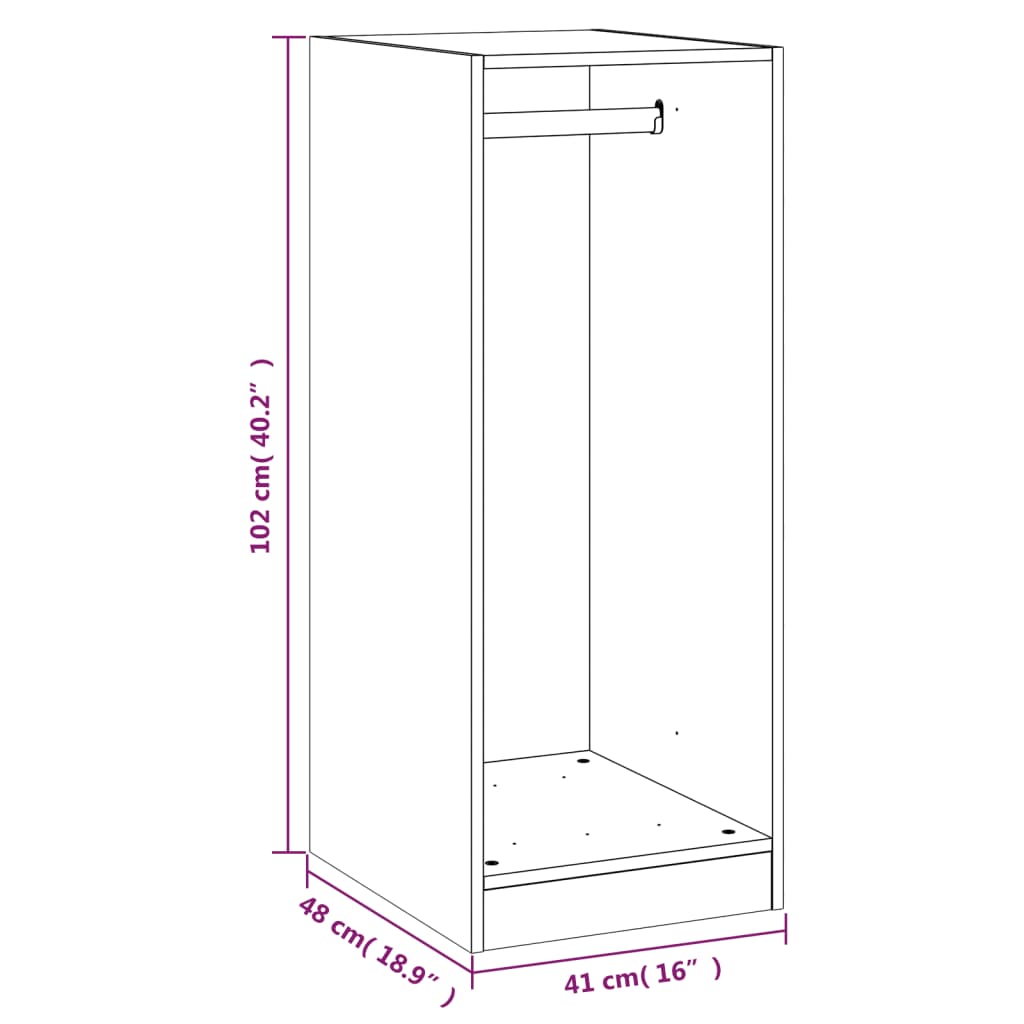Armadio Rovere Fumo 48x41x102 cm in Legno Multistrato | homemem39