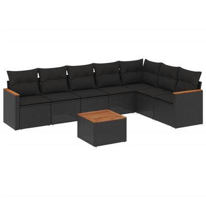 Set Divani da Giardino con Cuscini 8 pz Nero in Polyrattan - homemem39