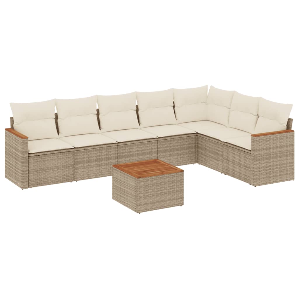 Set Divano da Giardino 8 pz con Cuscini Beige in Polyrattan - homemem39