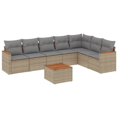 Set Divano da Giardino 8 pz con Cuscini Beige Misto Polyrattan - homemem39