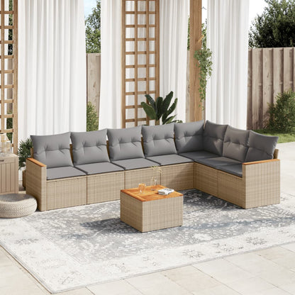 Set Divano da Giardino 8 pz con Cuscini Beige Misto Polyrattan - homemem39