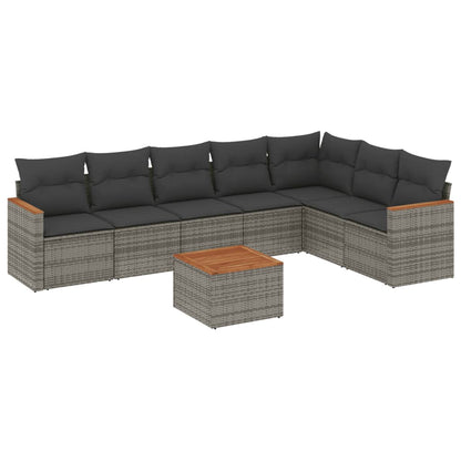 Set Divano da Giardino 8 pz con Cuscini Grigio in Polyrattan - homemem39